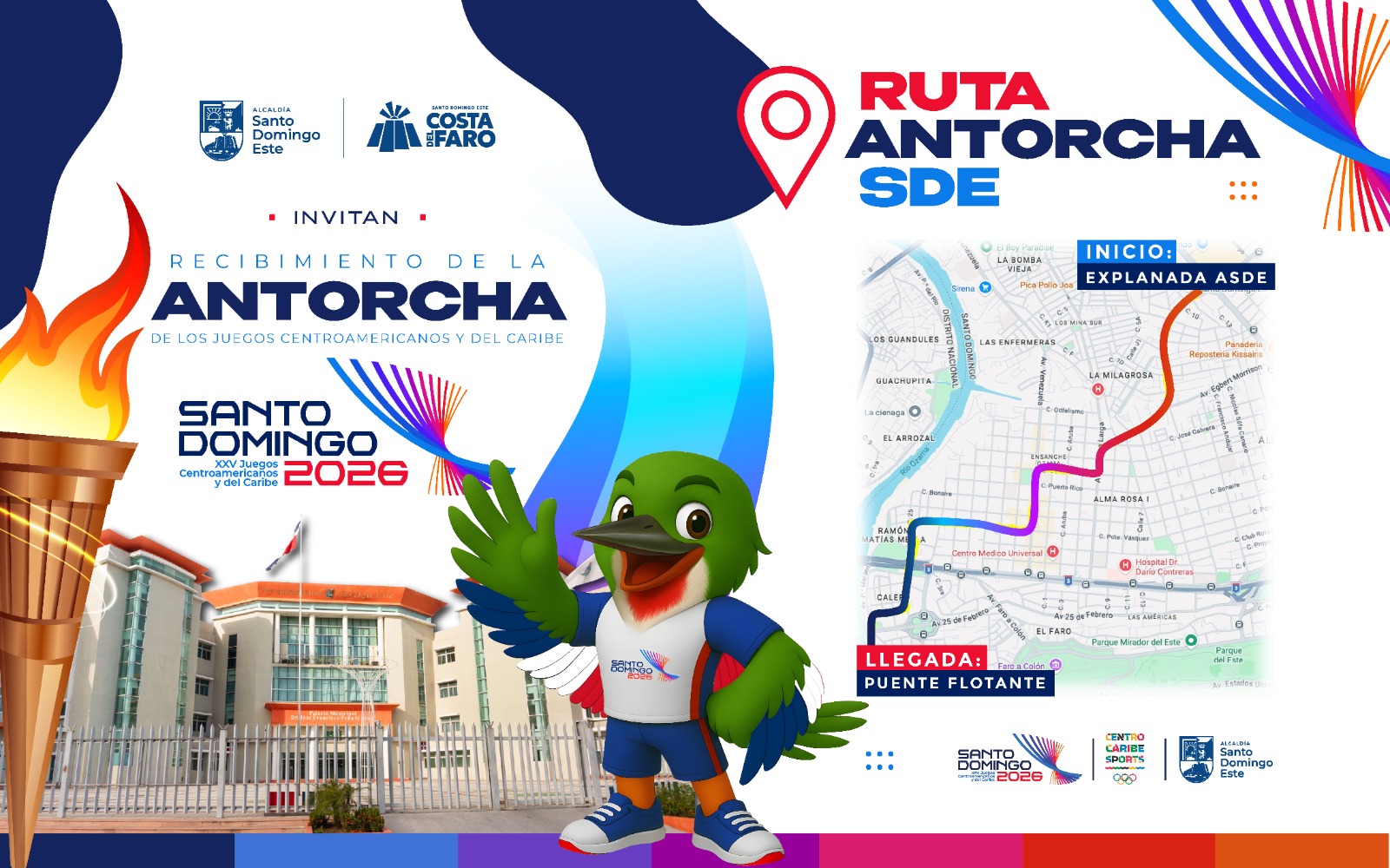 La antorcha de los Juegos Centroamericanos y del Caribe 2026 llega a Santo Domingo Este